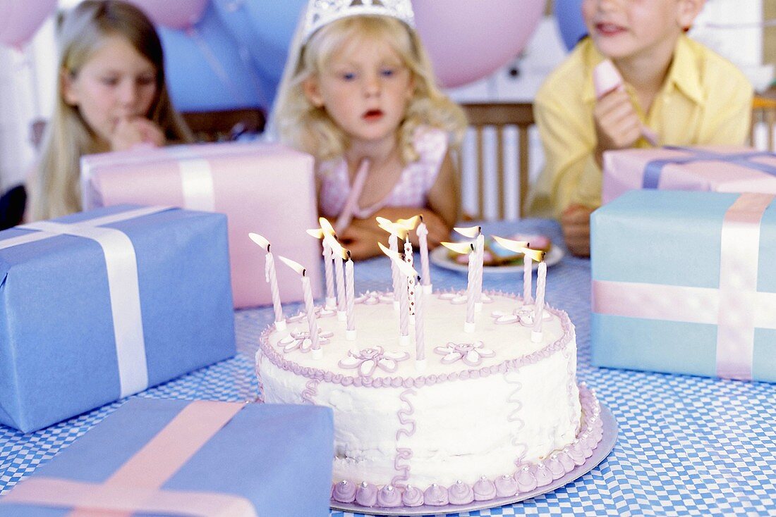 Girl with birthday cake