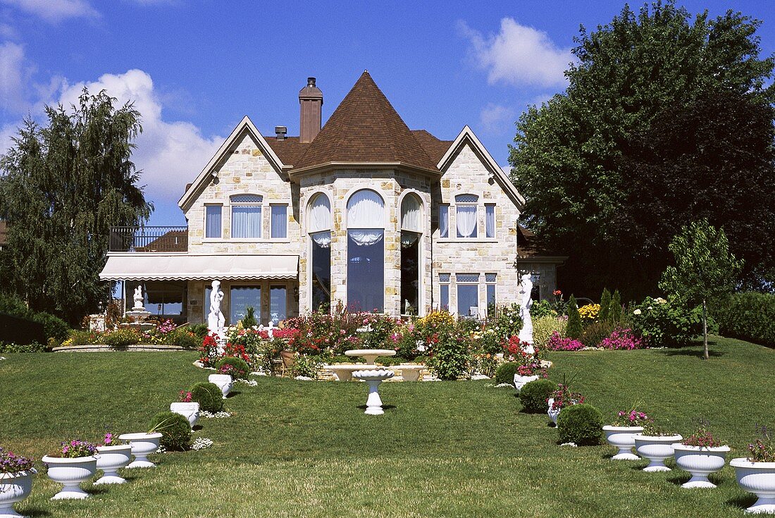 A large house with a garden