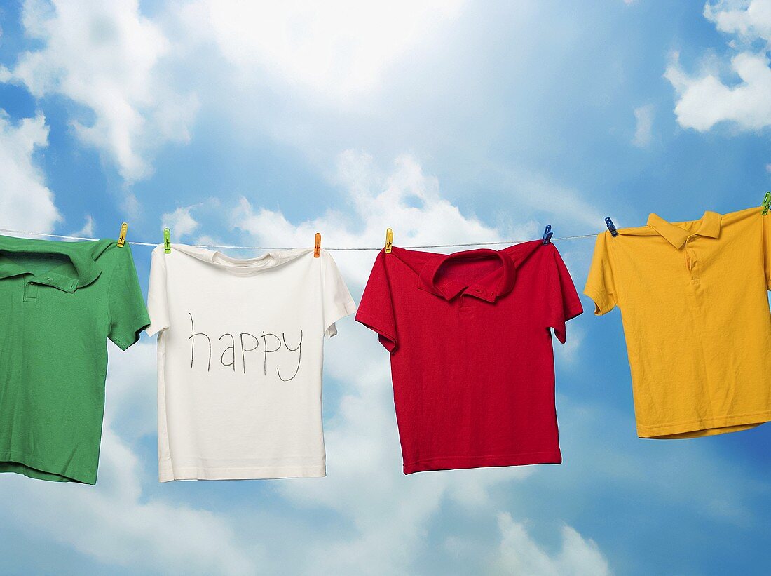 Tshirts hanging on a clothesline