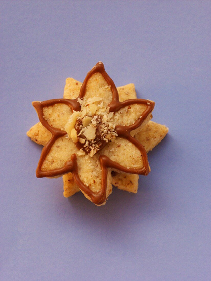 Nut nougat flower with hazelnuts