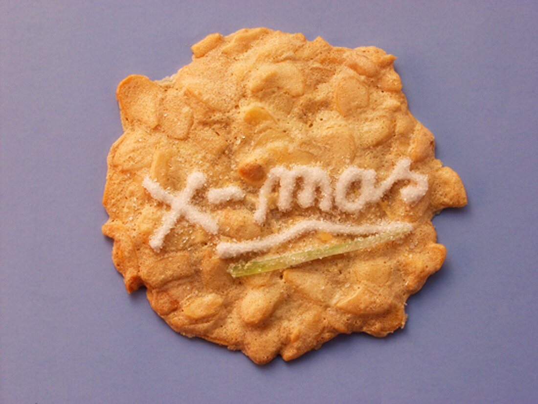 Almond biscuit with the word Xmas