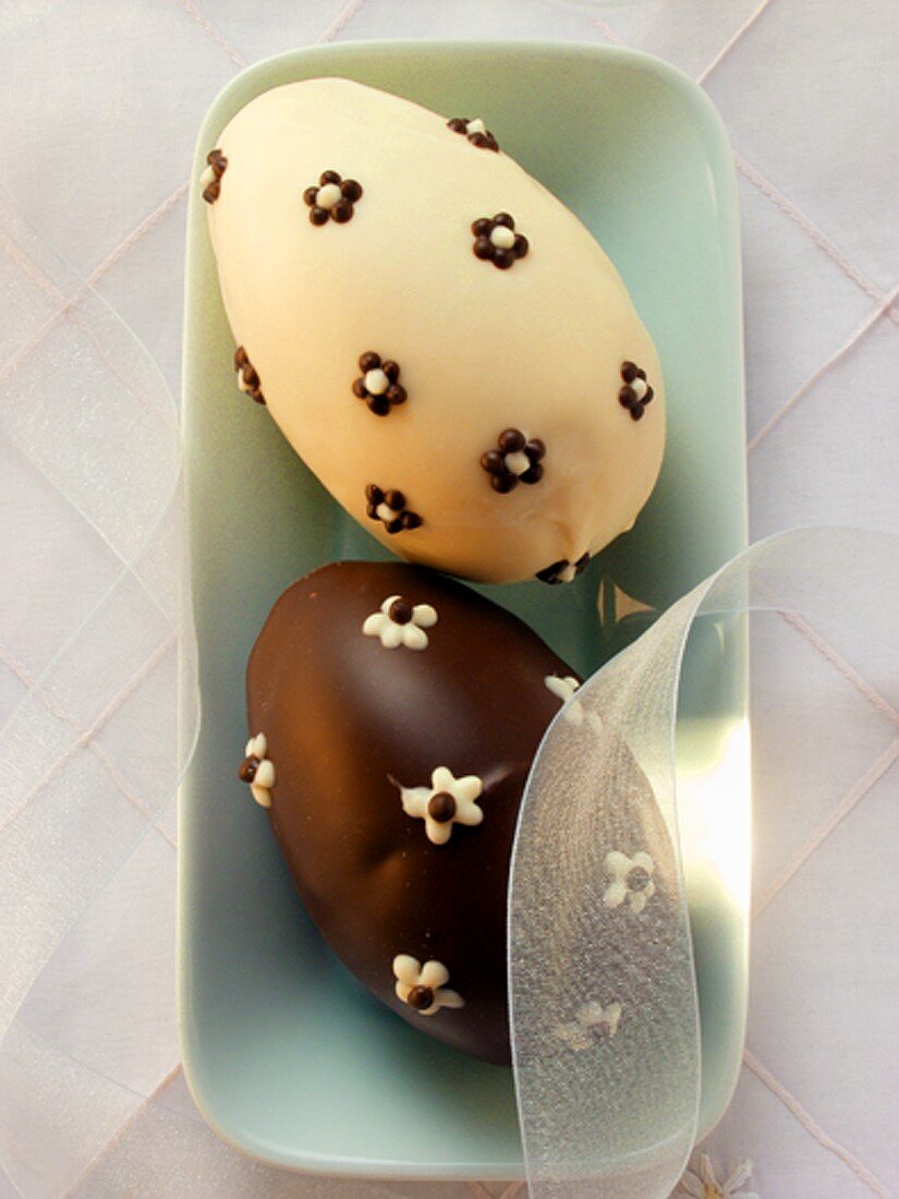 White and brown chocolate Easter egg