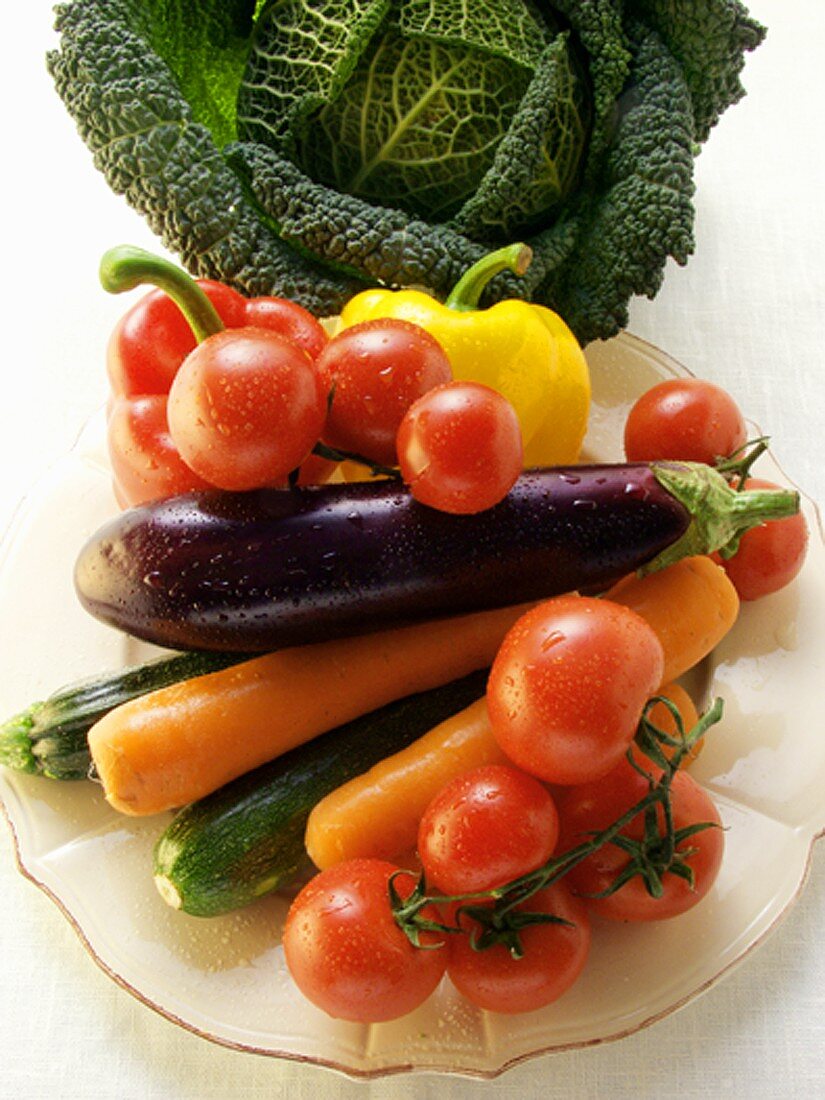 Fresh vegetables on plate