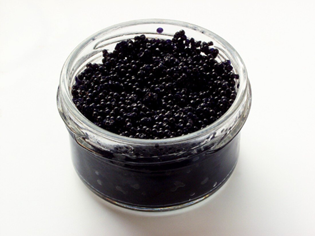 Black caviare in jar