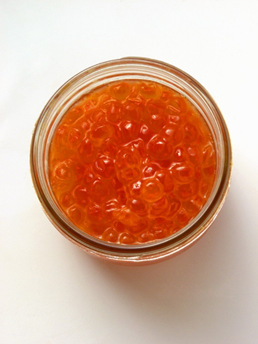 Forellenkaviar im Glas