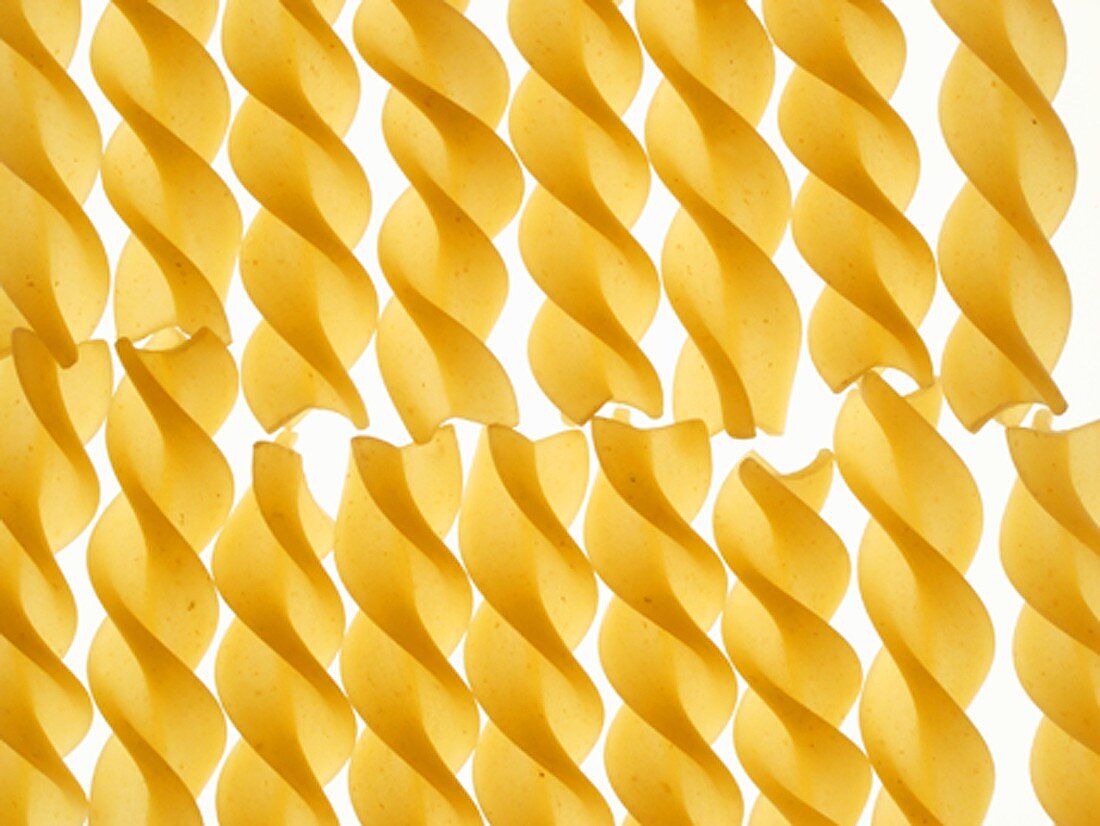 Fusilli in rows