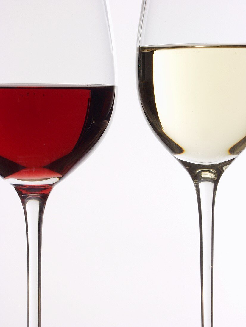 Glasses of Red and White Wine