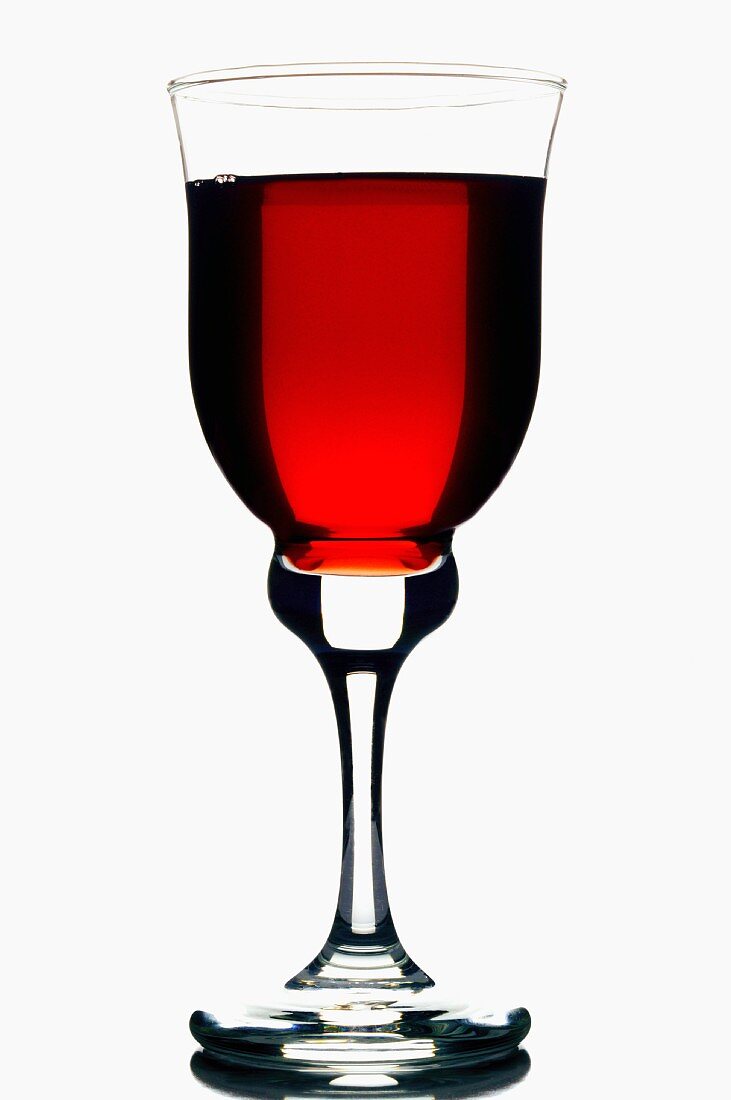 Cranberry juice in stemmed glass