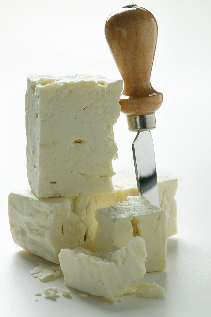 Sheep's cheese (feta) with cheese knife