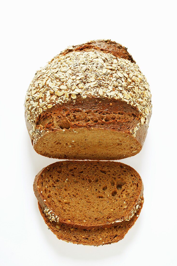 Wholemeal bread with two slices cut