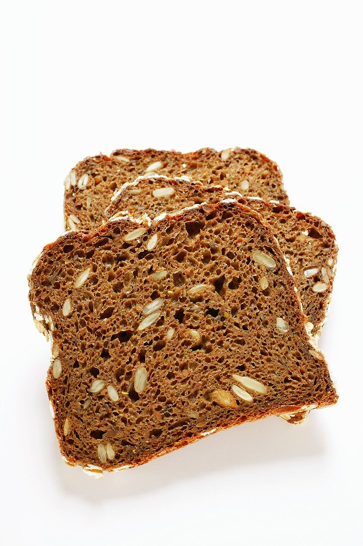 Three slices of wholemeal bread