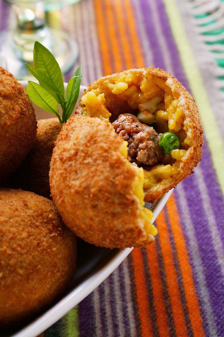Sicilian rice balls with mince stuffing