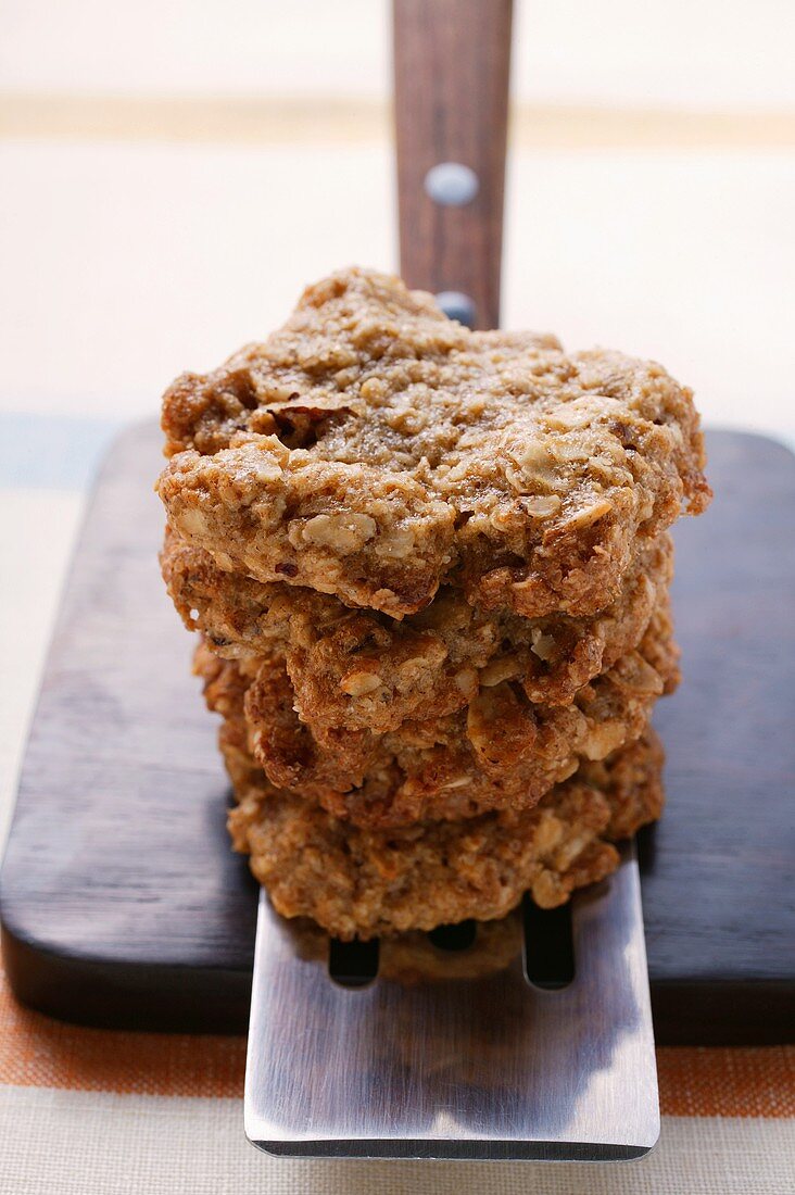 Oat biscuits on spatula