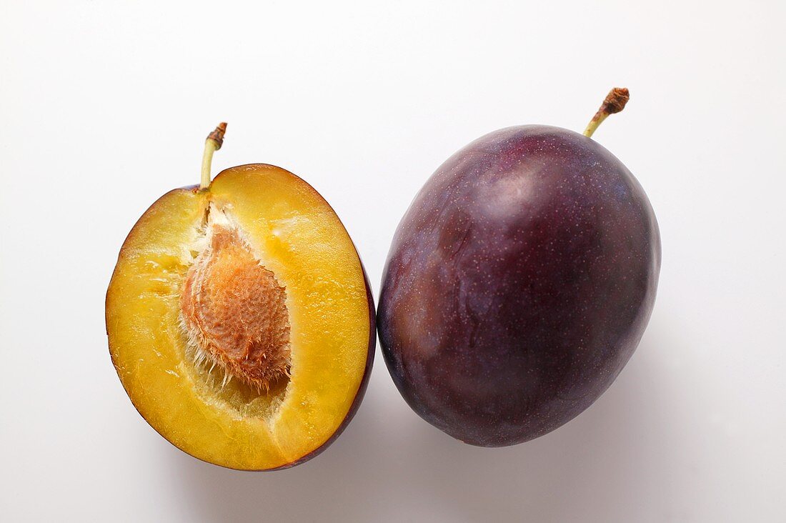 Whole plum and half a plum