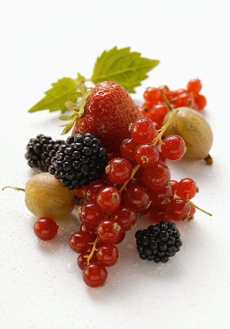 Fresh berries with drops of water