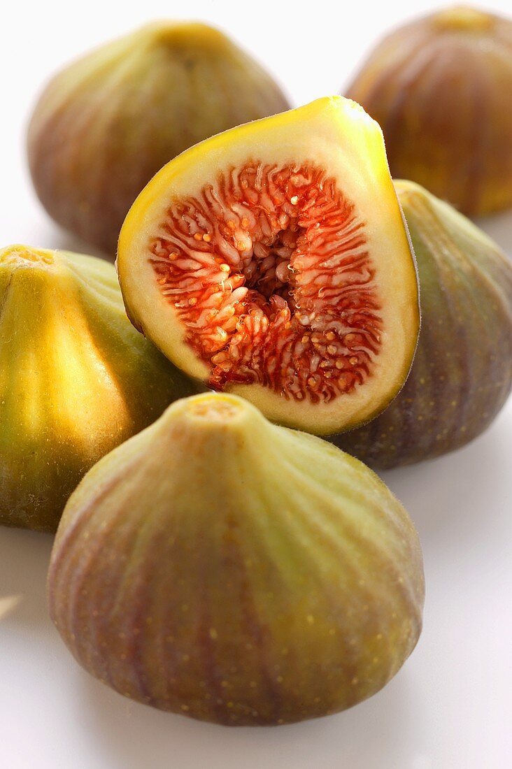 Fresh figs, one halved