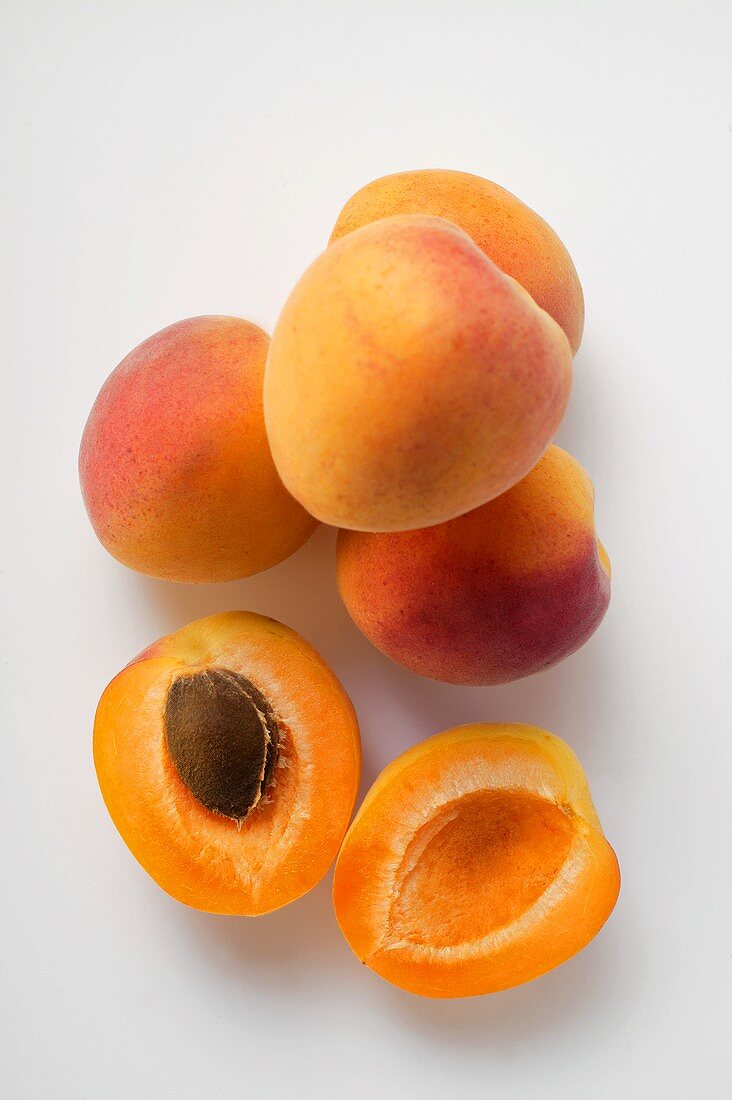 Apricots, one halved