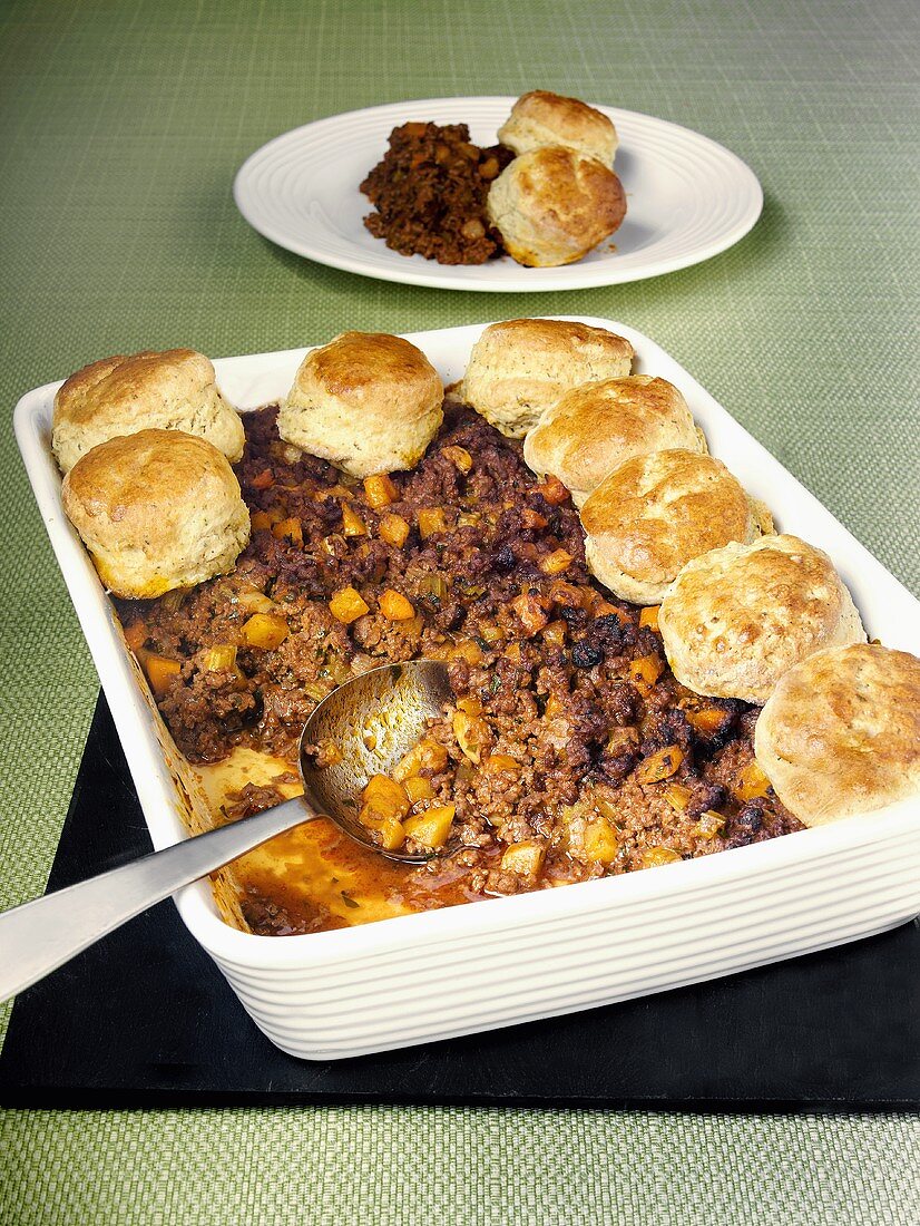 Mince cobbler with scones