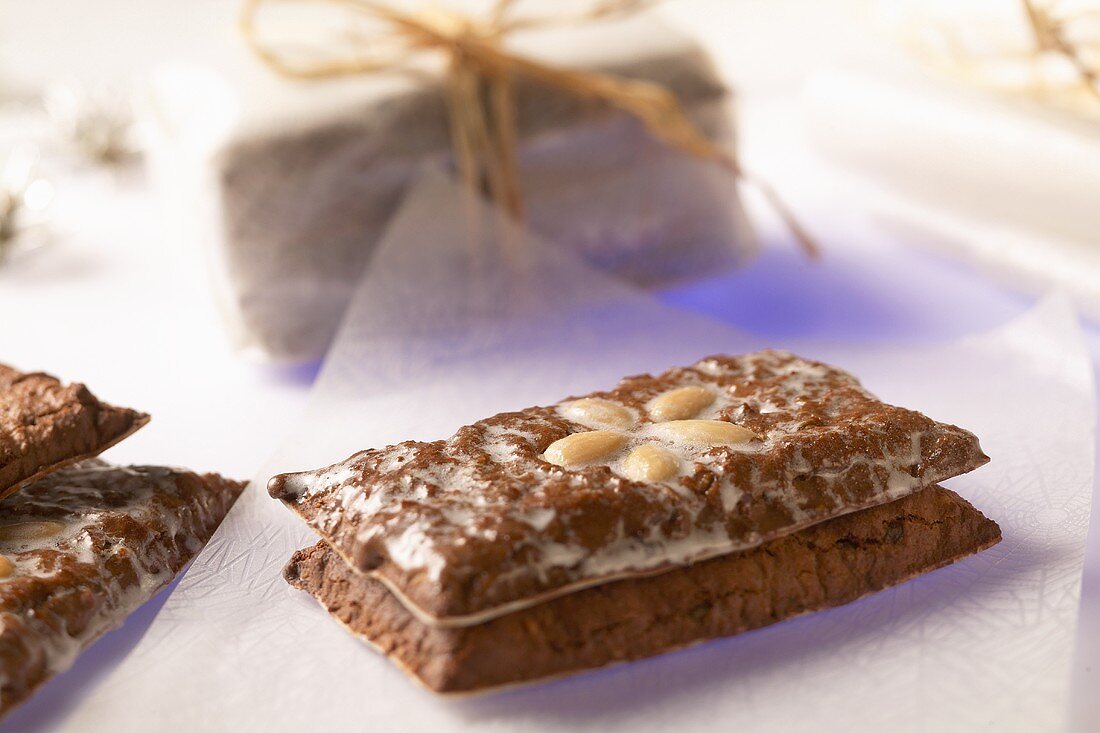 Gingerbread with almonds to give as a gift