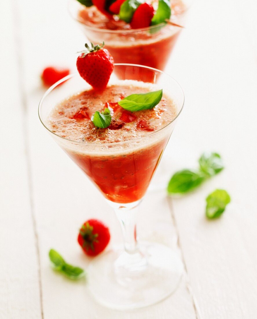 Strawberry drink with basil