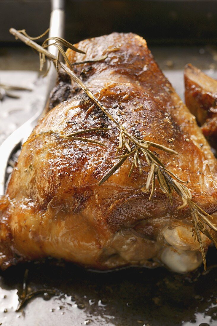 Knusprig gebratene Putenteile auf dem Backblech