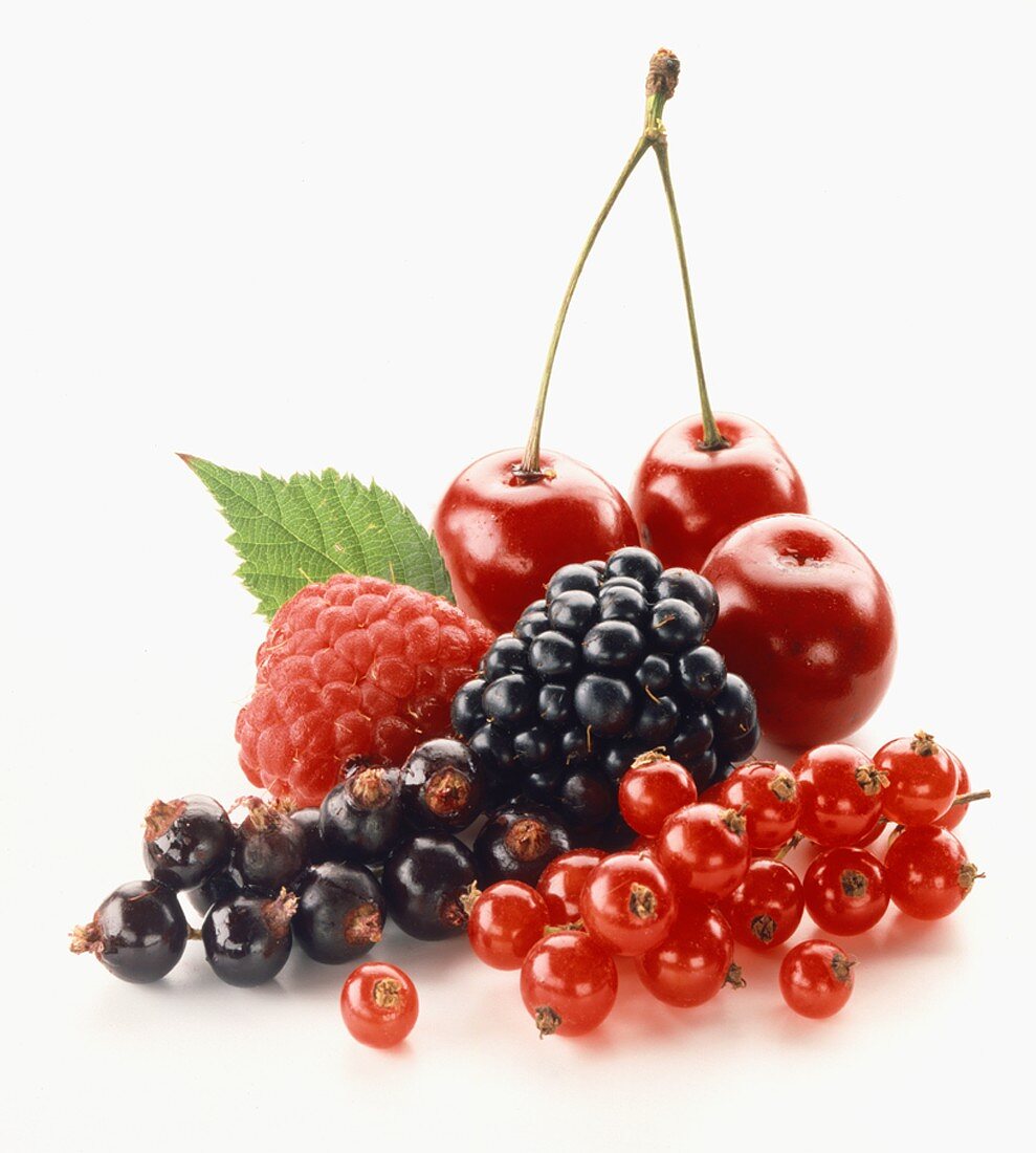 Fresh berries and cherries