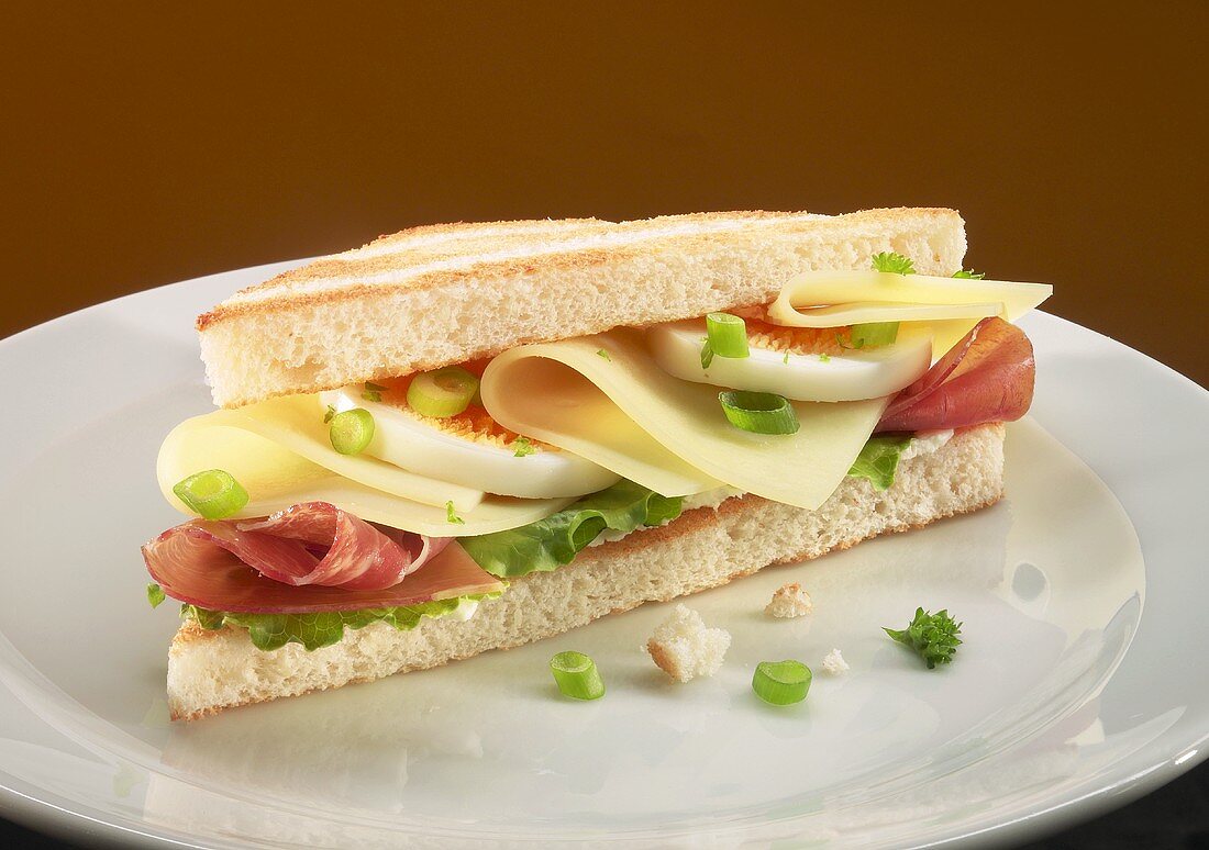 Ham, cheese and egg sandwich
