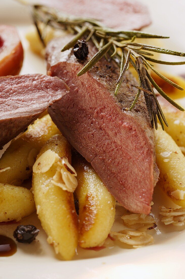 Venison fillet with potato noodles and rosemary
