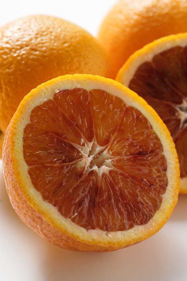 Whole and half blood oranges