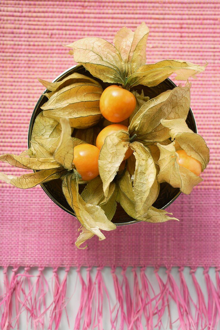 Physalis mit Hüllen in einer Schale