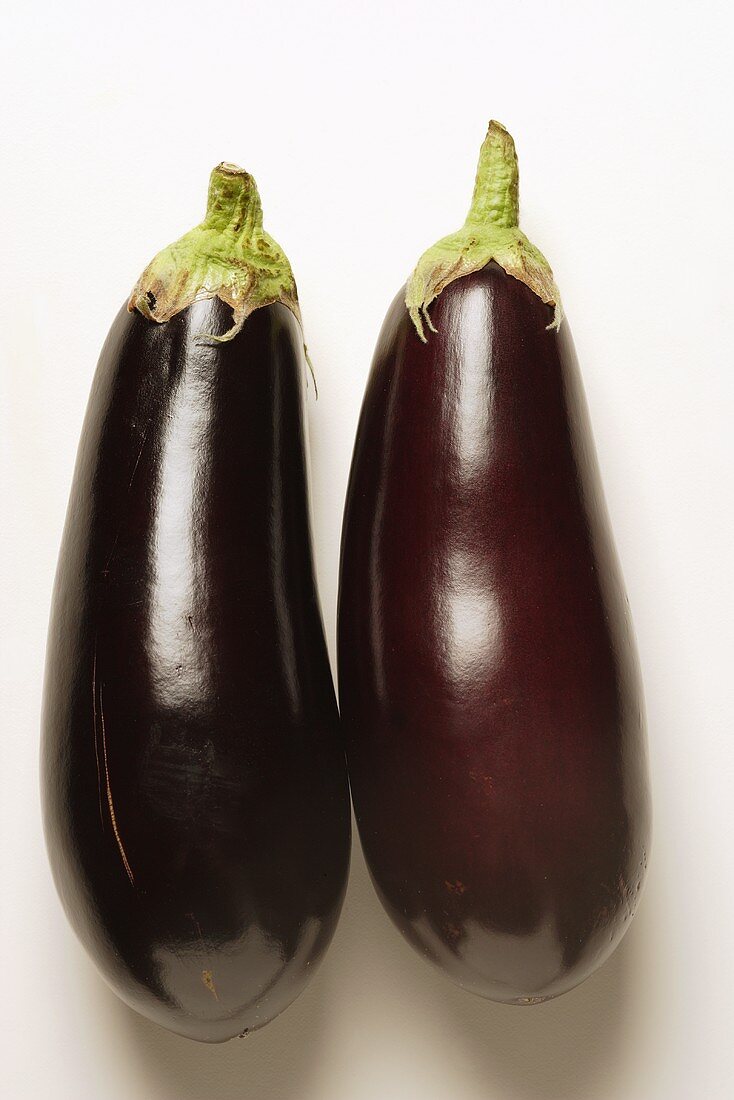Two aubergines