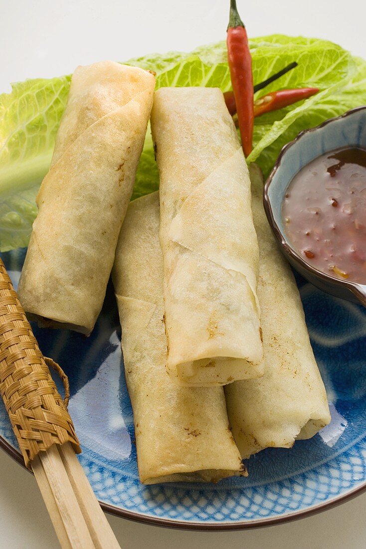 Spring rolls with chili dip