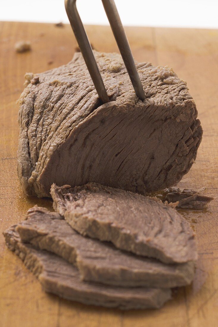 Boiled beef, partly sliced