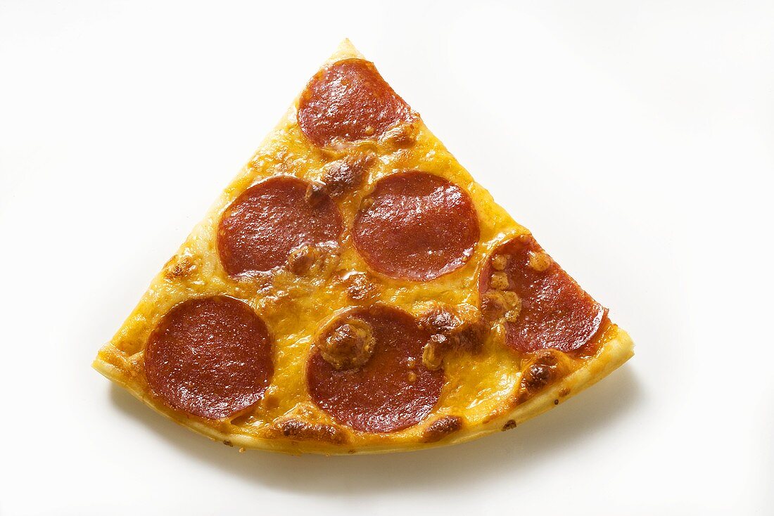 Piece of salami and cheese pizza