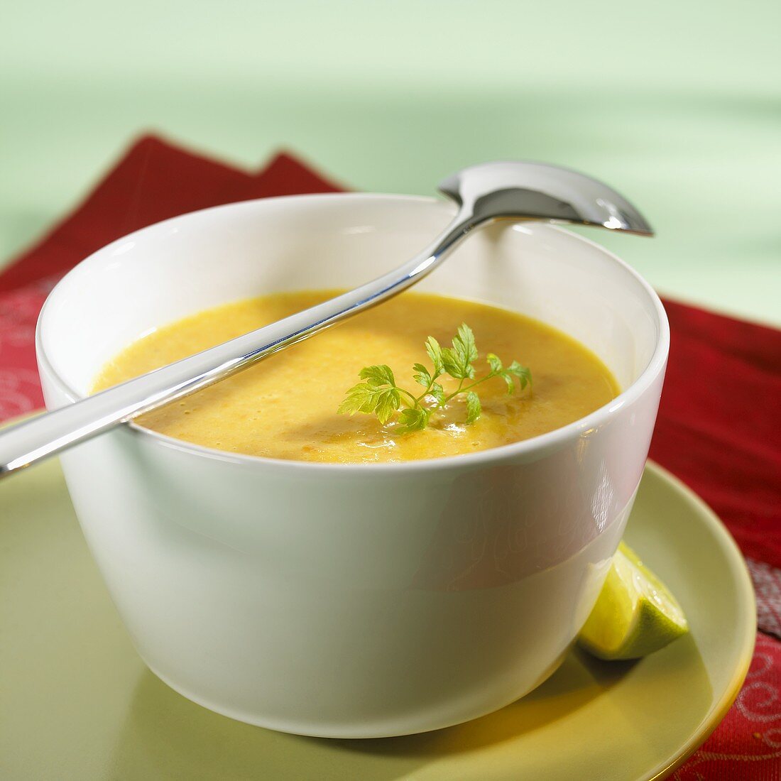 Carrot and ginger soup with chervil