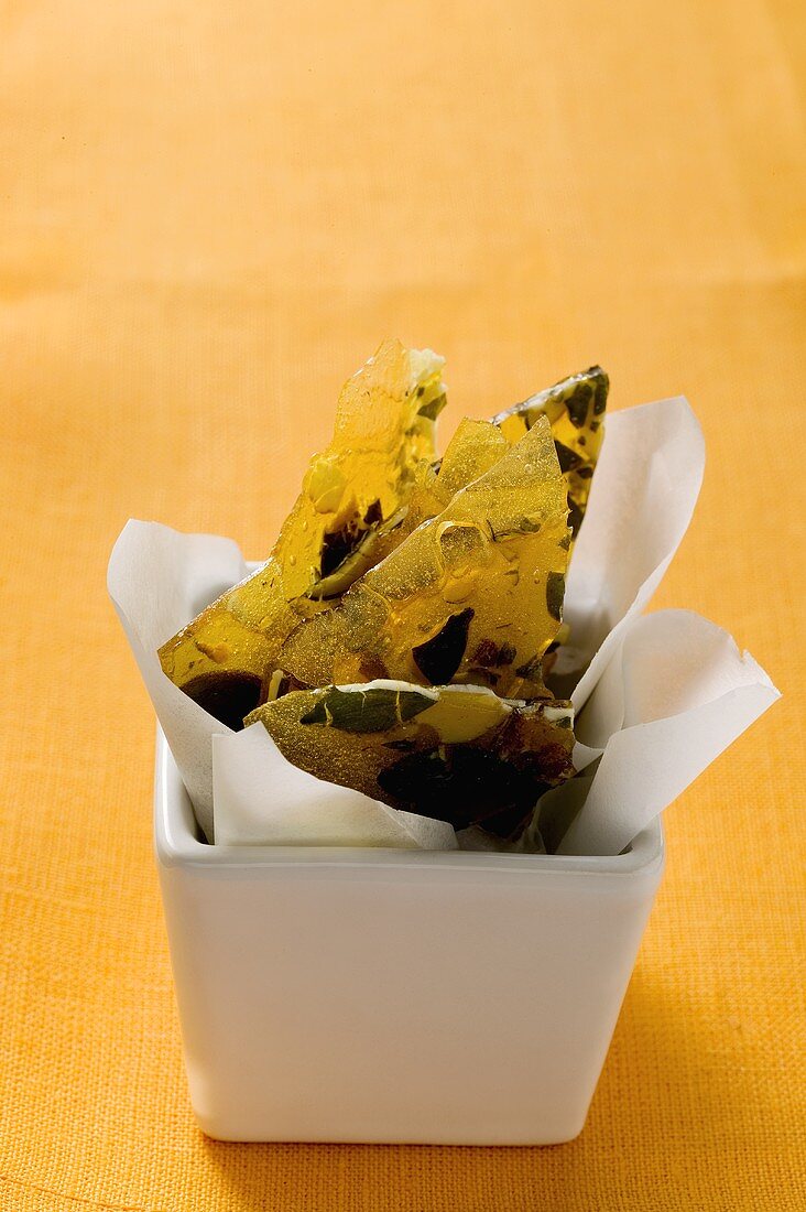 Candied pumpkin seeds in bowl