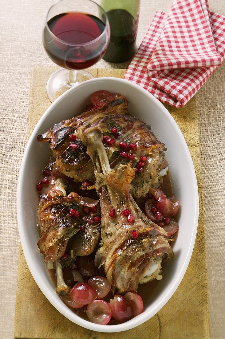 Braised lamb with cranberries and grapes