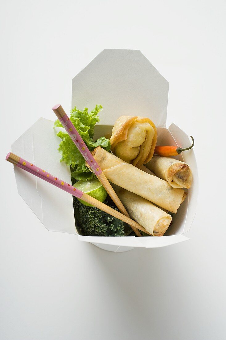 Deep-fried wontons and spring rolls to take away