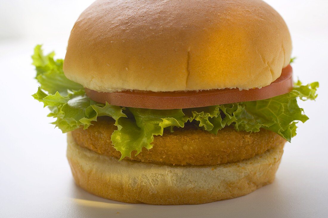 Chicken burger with tomato and lettuce