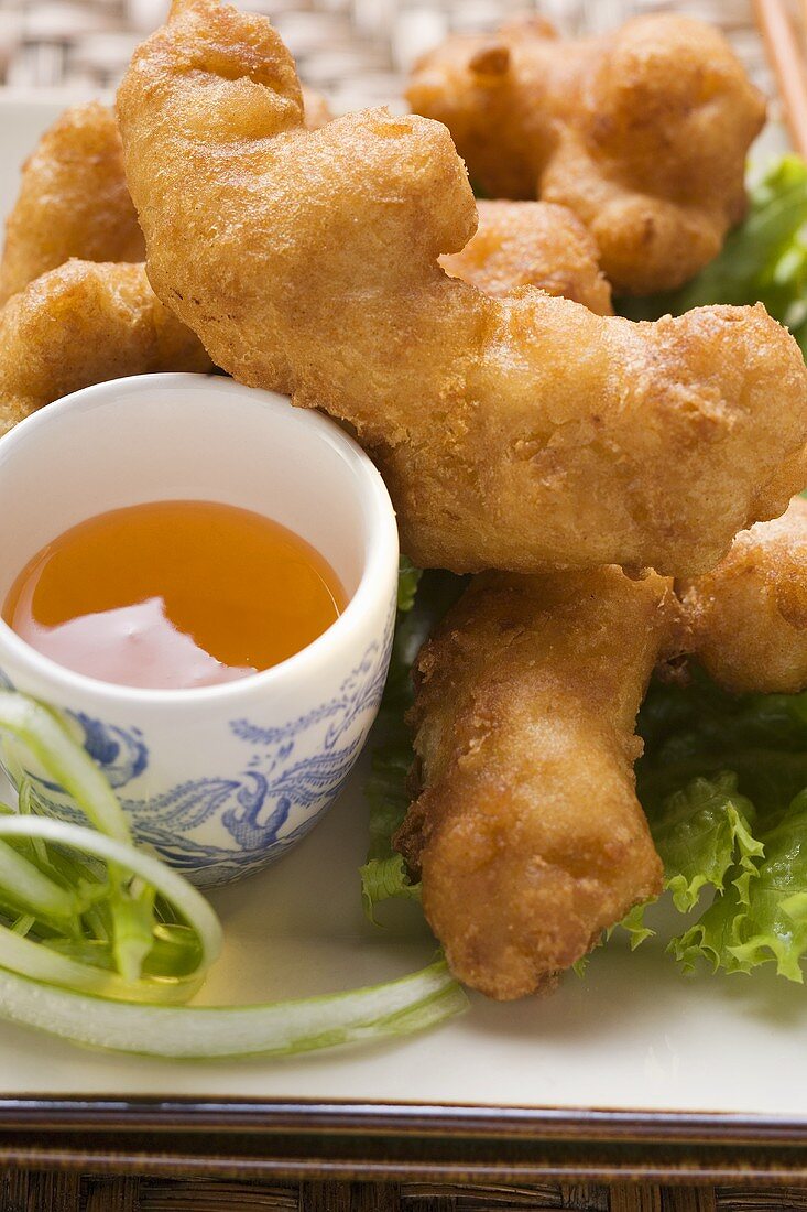 Asian chicken nuggets with apricot sauce
