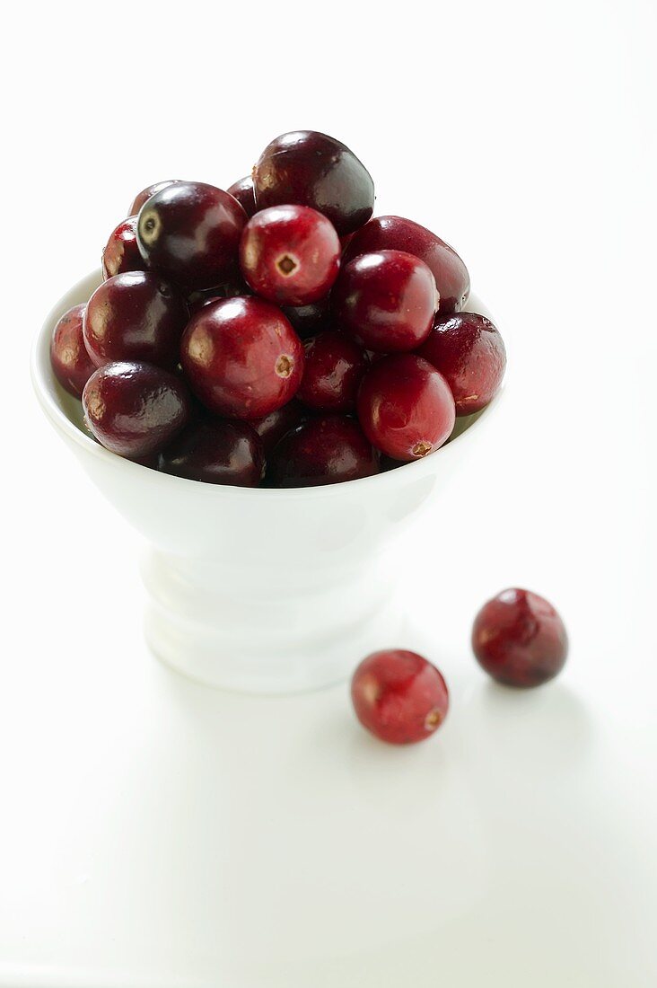 Cranberries in white bowl