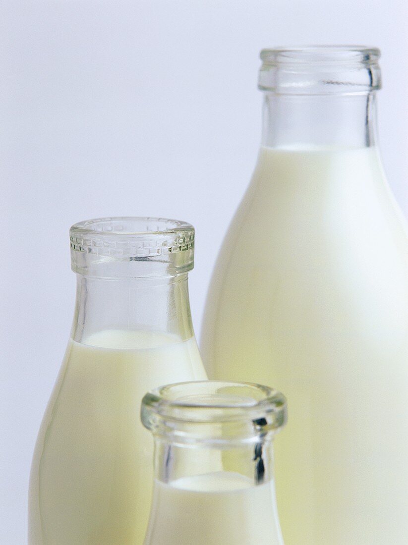 Three milk bottles (close-up)