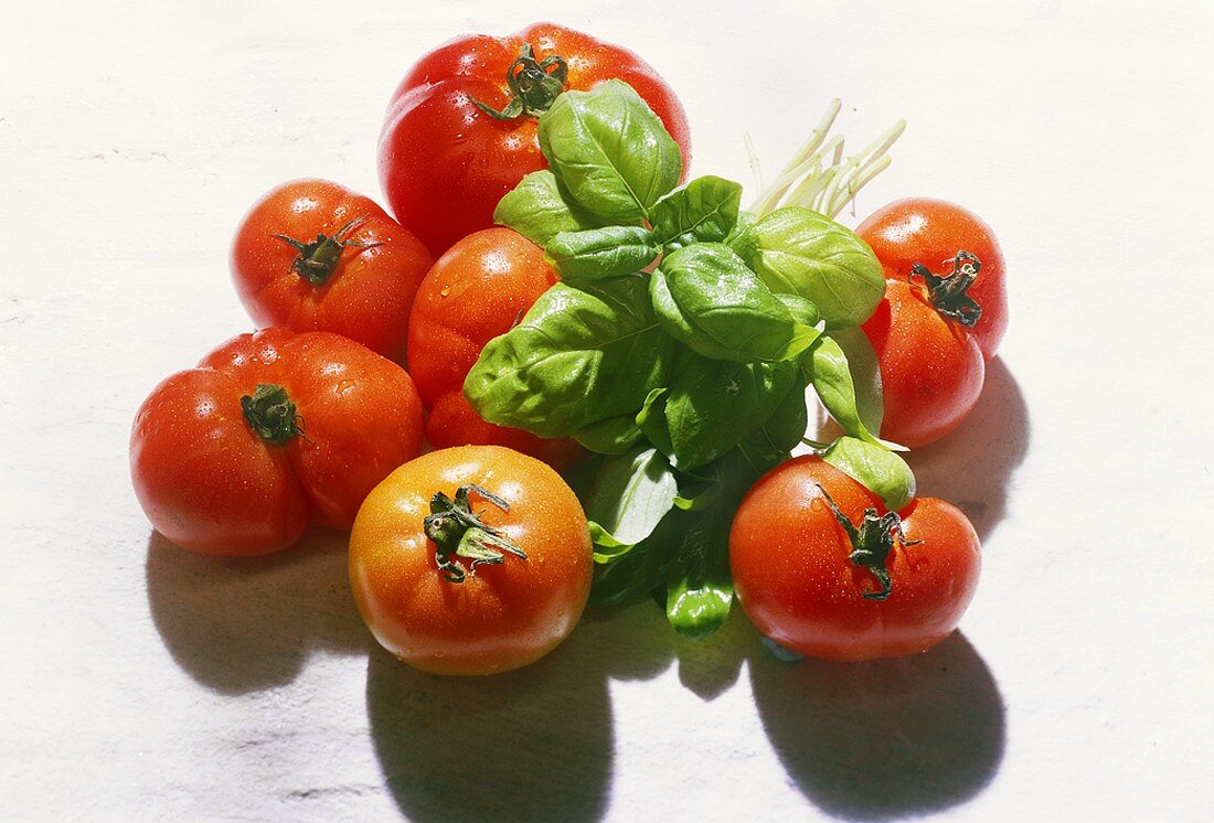 Tomatoes; basil and garlic