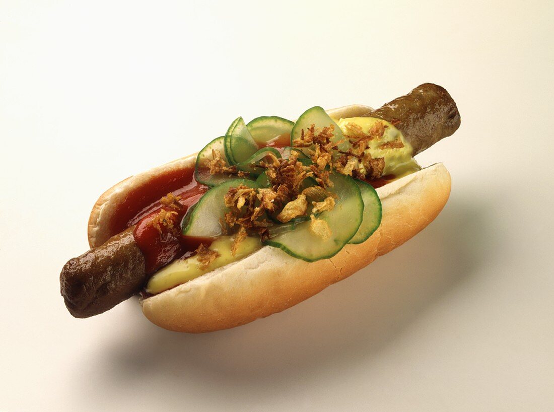Hot dog with bratwurst sausage