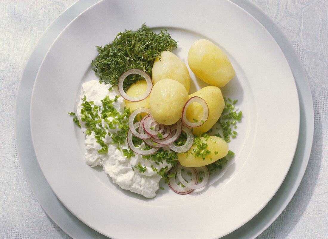 Potatoes cooked in their Skins with Herb Curd