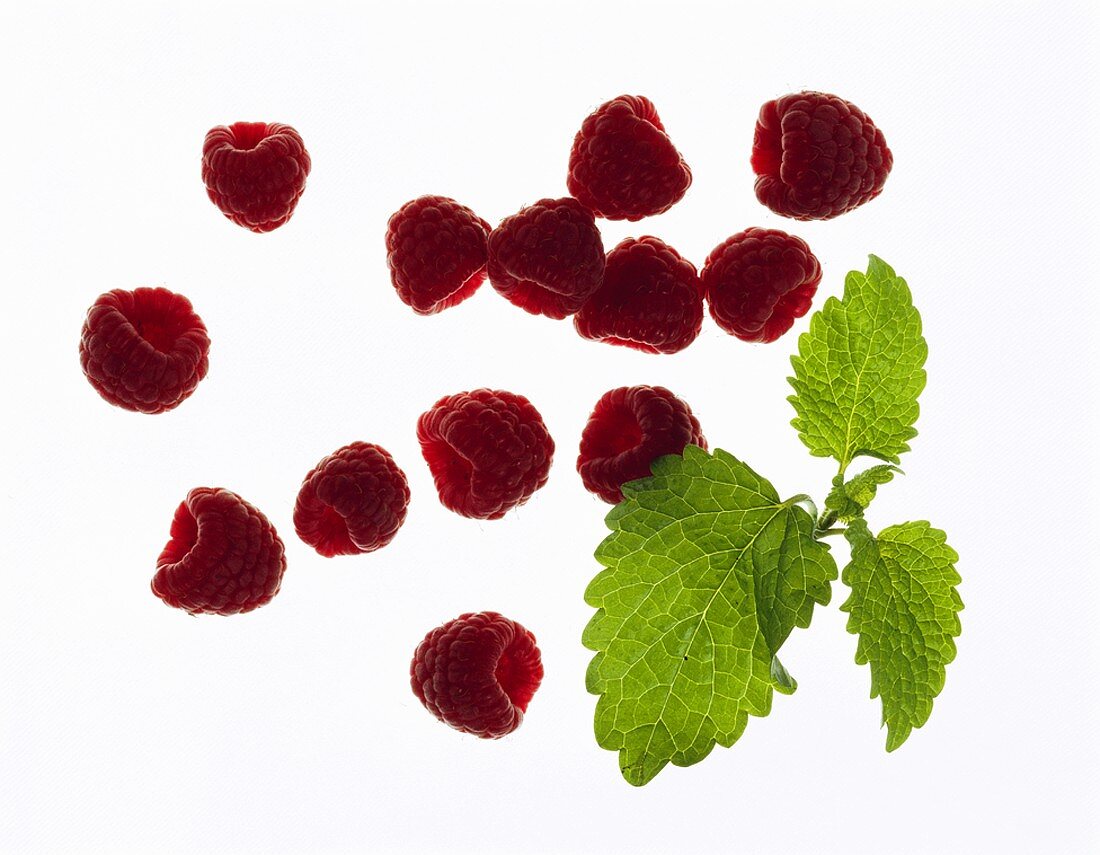 Himbeeren mit Blatt