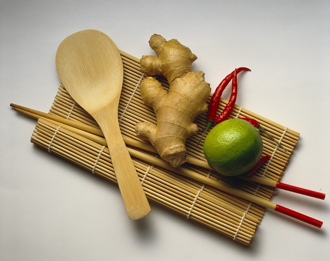 Lime; Ginger; Chilies; Chop Sticks