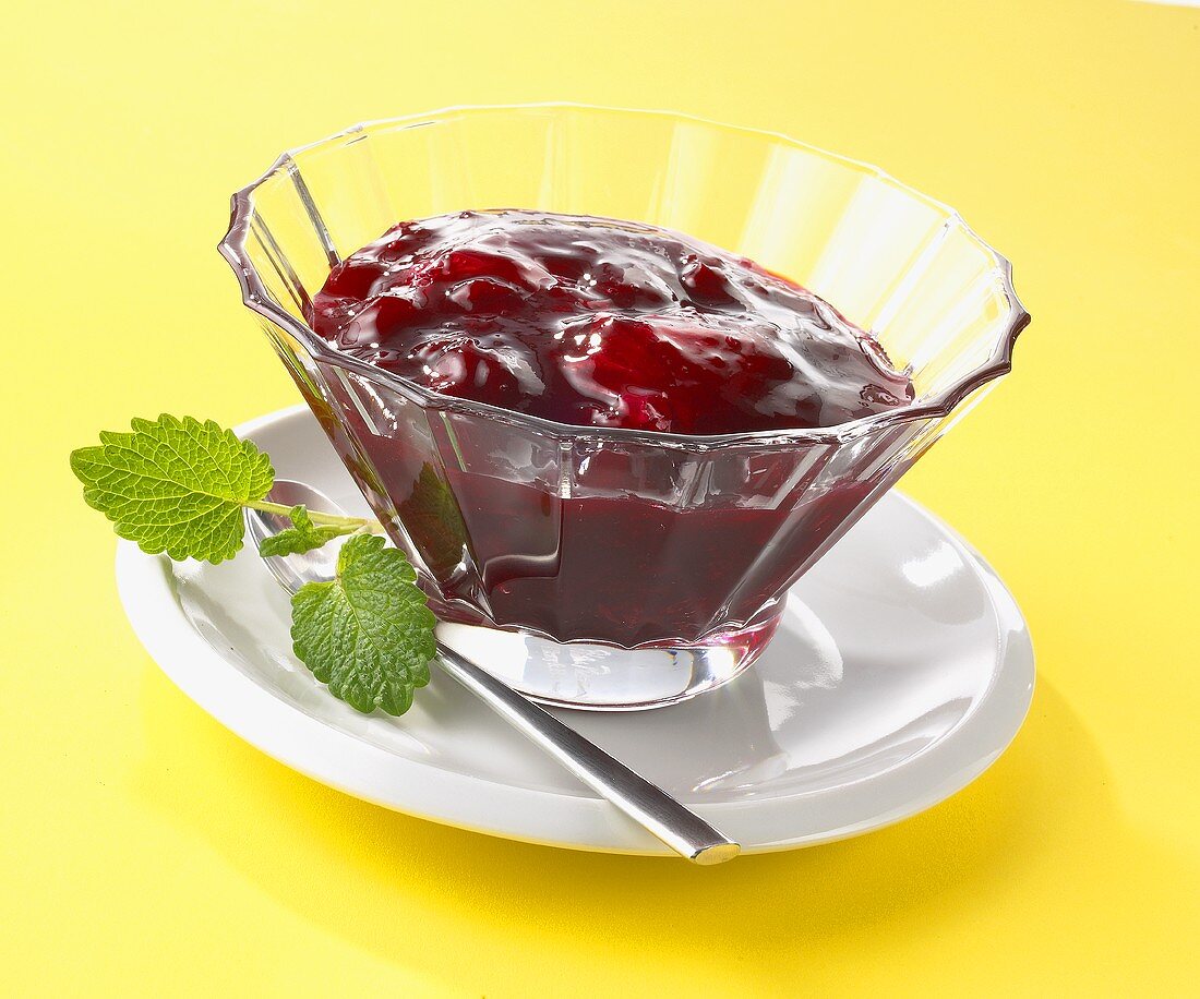 Berry jam in a glass bowl