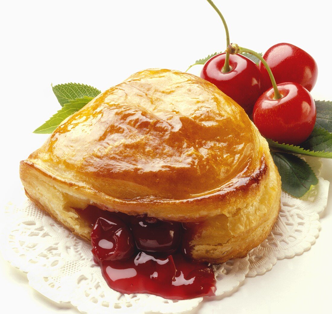 Puff pastry with cherry filling