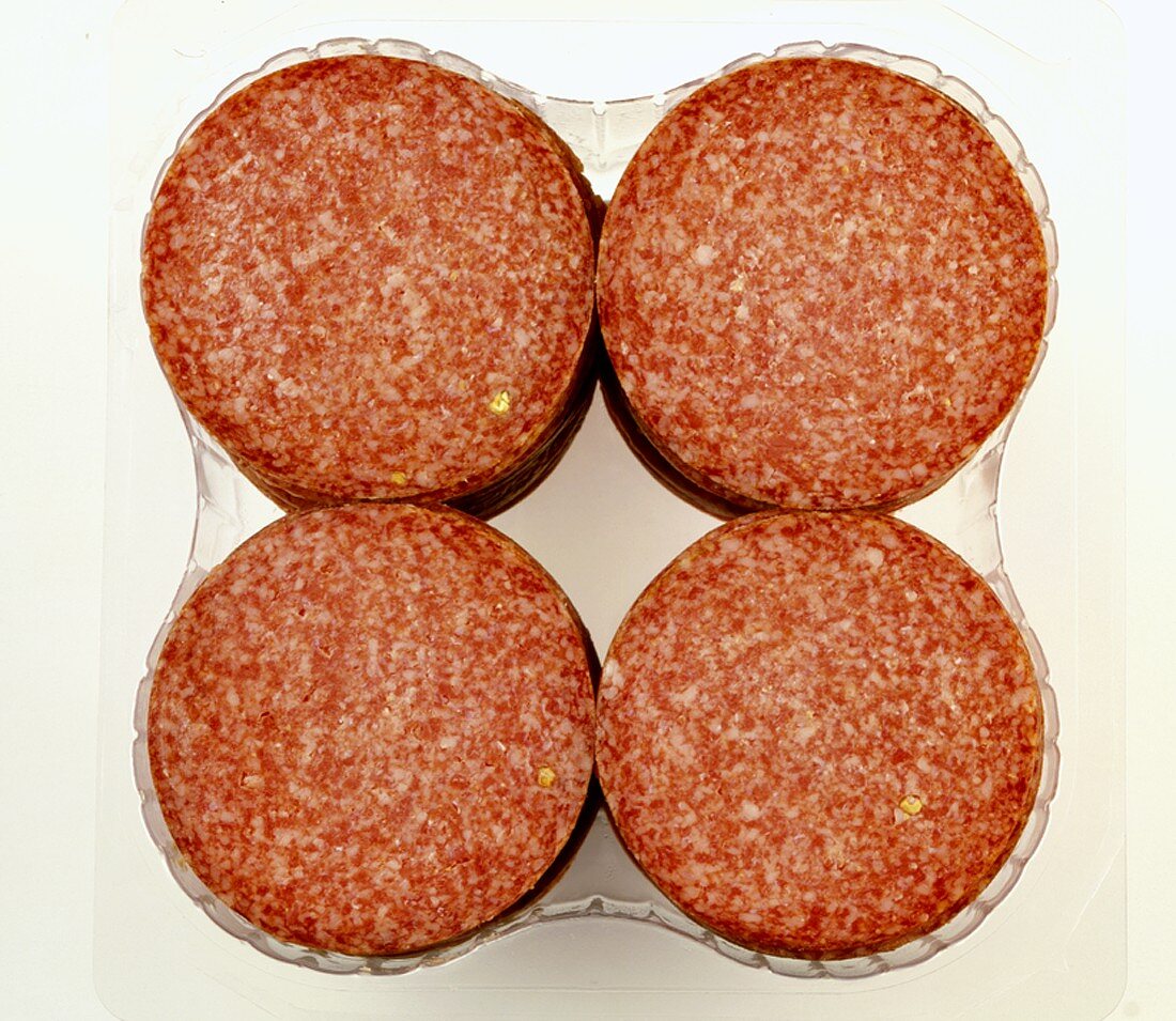 Salami in the packaging